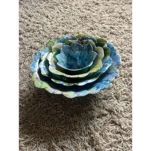 Shabby Chic Set of 4 Flower shaped Melamine Serving Bowls White Multicolor